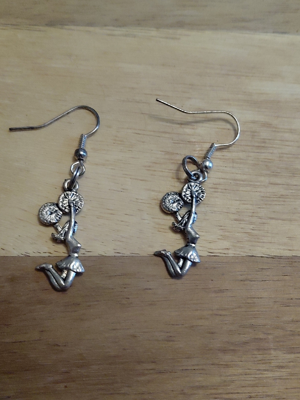Silver Cheerleader Dangle Earrings - Unbranded